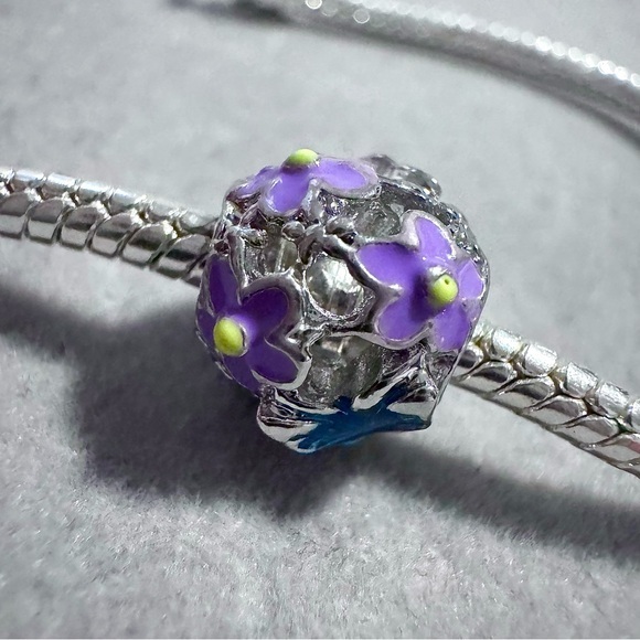 Purple Flower Bead Charm fits PANDORA - Picture 12 of 12